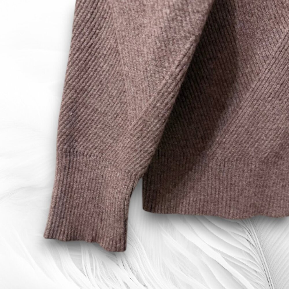 Cozy Knit Lounge Set Turtleneck Sweater & Jogger Pants Mauve Minimal Chic - Picture 5 of 6